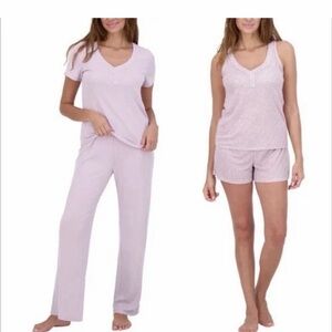 NWT Women's LIVE 2 LOUNGE 4-Pc Pointelle Lounge Set: Tee, Tank, Short & Pant - L
